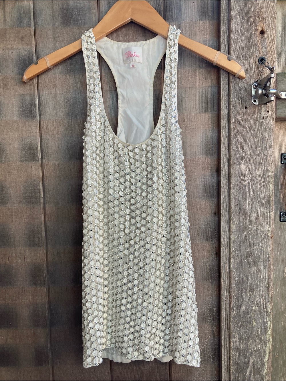 Parker Ivory Sequin Racerback Tank